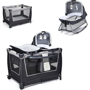 Lit Parapluie Bébé 0-36Mois Pliable - GOPLUS - Charge 15KG - 2 Roues Verrouillables - Matelas/Panier/Table à Langer/Musique/Sac Gris - Publicité Lit Parapluie Bébé 0-36Mois Pliable - GOPLUS - Charge 15KG - 2 Roues Verrouillables - Matelas/Panier/Table à Langer/Musique/Sac Gris - Publicité