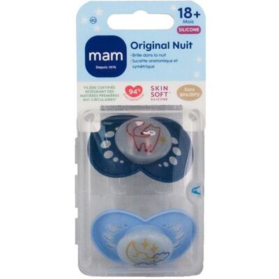 Sucettes-Sucettes MAM Perfect Nuit 18 Mois et + (Modèle : Renard et Lune) Bleu - Publicité Sucettes-Sucettes MAM Perfect Nuit 18 Mois et + (Modèle : Renard et Lune) Bleu - Publicité