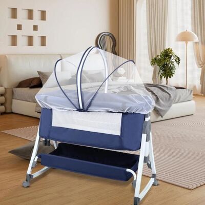 HOMEWELL YIPEEMA. LIT BÉBÉ RÉGLABLE - LIT CODODO BÉBÉ - ÉQUIPÉ DE MOUSTIQUAIRE - 80*40*100-116 CM - BLEU. Bleu - Publicité HOMEWELL YIPEEMA. LIT BÉBÉ RÉGLABLE - LIT CODODO BÉBÉ - ÉQUIPÉ DE MOUSTIQUAIRE - 80*40*100-116 CM - BLEU. Bleu - Publicité
