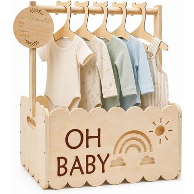 SANS MARQUE Panier de rangement en bois avec poignée panier de rangement pour bébé panier cadeau pour nouveau-né pour femmes enceintes - Publicité SANS MARQUE Panier de rangement en bois avec poignée panier de rangement pour bébé panier cadeau pour nouveau-né pour femmes enceintes - Publicité