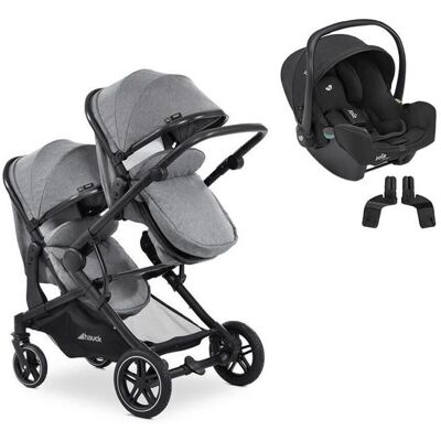 HAUCK - Poussette Duo Double Atlantic Twin + Siège auto i-Snug 2 Melange Grey Gris - Publicité HAUCK - Poussette Duo Double Atlantic Twin + Siège auto i-Snug 2 Melange Grey Gris - Publicité