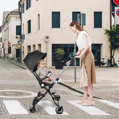 HOMEWELL YIPEEMA. Poussette bébé avec roues pivotantes à 360° pour un voyage facile 30*55*865cm noir. Noir - Publicité HOMEWELL YIPEEMA. Poussette bébé avec roues pivotantes à 360° pour un voyage facile 30*55*865cm noir. Noir - Publicité