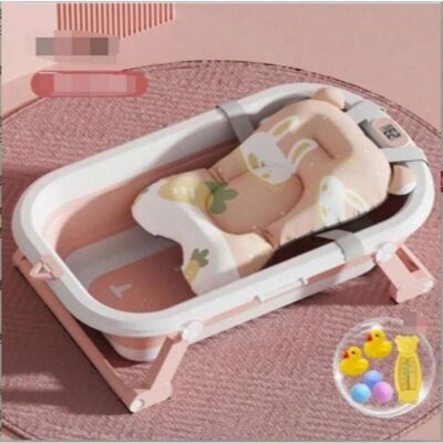 Baignoire pour nouveau-né - MIPAN - Baignoire bébé pliable - Avec support +Tapis de bain + Thermomètre + Jouet - Rose - Publicité Baignoire pour nouveau-né - MIPAN - Baignoire bébé pliable - Avec support +Tapis de bain + Thermomètre + Jouet - Rose - Publicité