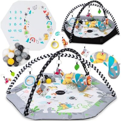 MoMi BESTO - Tapis d’éveil 3‑en‑1 avec arche à jouets sensoriels & photomat - Jouet éducatif bébé Gris - Publicité MoMi BESTO - Tapis d’éveil 3‑en‑1 avec arche à jouets sensoriels & photomat - Jouet éducatif bébé Gris - Publicité