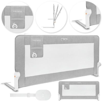 MoMi LEXI PLUS XL - Barrière de lit bébé 150×66 cm - Pliable 180° - Système de sécurité - Filet respirant - Grande poche - Gris Gris - Publicité MoMi LEXI PLUS XL - Barrière de lit bébé 150×66 cm - Pliable 180° - Système de sécurité - Filet respirant - Grande poche - Gris Gris - Publicité