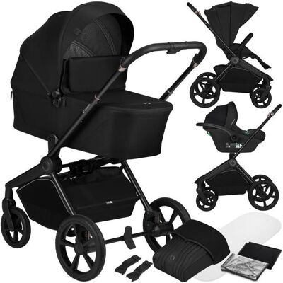 Poussette 3en1 LIONELO Freya - Nacelle pliable avec le châssis - Siège auto - Accessoires - Jusquà 22 kg - Noir Noir - Publicité Poussette 3en1 LIONELO Freya - Nacelle pliable avec le châssis - Siège auto - Accessoires - Jusquà 22 kg - Noir Noir - Publicité