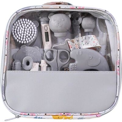 Trousse de Soin Bebe Naissance Kit de 15 Accessoires dont Brosse à Cheveux Thermomètre digital Thermomètre de bain (Gris) Gris - Publicité Trousse de Soin Bebe Naissance Kit de 15 Accessoires dont Brosse à Cheveux Thermomètre digital Thermomètre de bain (Gris) Gris - Publicité