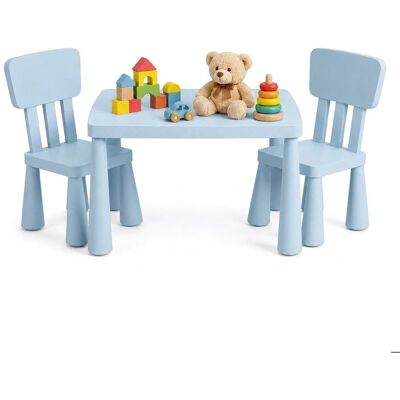 Relaxdays Ensemble: 1 table + 2 chaises en plastique léger facile à nettoyer bleu coin de jeu pour chambre denfant Bleu - Publicité Relaxdays Ensemble: 1 table + 2 chaises en plastique léger facile à nettoyer bleu coin de jeu pour chambre denfant Bleu - Publicité