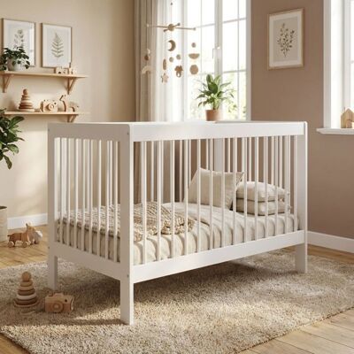 LOVE FOR SLEEP Lit Bebe Evolutif en Bois Blanc 120x60cm Transformable en Un Canapé-lit avec Une Barrière de Sécurité Blanc - Publicité LOVE FOR SLEEP Lit Bebe Evolutif en Bois Blanc 120x60cm Transformable en Un Canapé-lit avec Une Barrière de Sécurité Blanc - Publicité