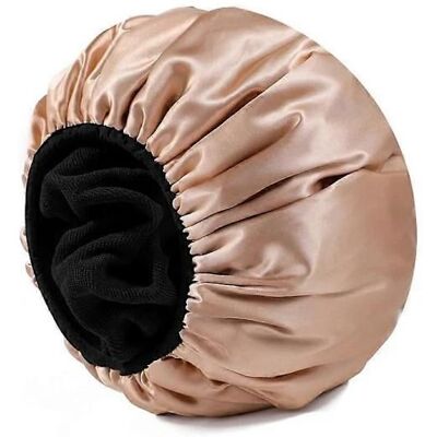 Bonnet de douche grande taille doublure éponge 3 couches imperméable et réutilisable pour cheveux longs et épais - Publicité Bonnet de douche grande taille doublure éponge 3 couches imperméable et réutilisable pour cheveux longs et épais - Publicité