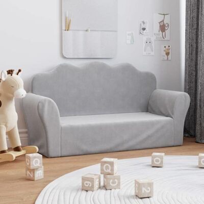 Canapé pour enfants 2 places - vidaXL - Gris clair - Peluche douce - 94x34x48 cm - Housse amovible - Mousse épaisse Gris - Publicité Canapé pour enfants 2 places - vidaXL - Gris clair - Peluche douce - 94x34x48 cm - Housse amovible - Mousse épaisse Gris - Publicité