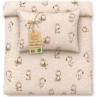 TOTSY BABY Housse de couette enfant 100x135 cm - Coton linge de lit Parure avec housse 100 x 135 cm et taie d’oreiller 40 x 60 cm Girafes Beige - Publicité TOTSY BABY Housse de couette enfant 100x135 cm - Coton linge de lit Parure avec housse 100 x 135 cm et taie d’oreiller 40 x 60 cm Girafes Beige - Publicité