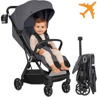 Poussette Ultra-compacte LIONELO Bess - Compatible avion - Léger - Pliage rapide - Jusquà 4 ans - Gris Gris - Publicité Poussette Ultra-compacte LIONELO Bess - Compatible avion - Léger - Pliage rapide - Jusquà 4 ans - Gris Gris - Publicité