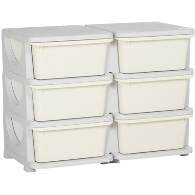 OEM Boîte de rangement en plastique - 6 tiroirs - Crème blanche - 75x37x56 5 cm - Pour enfants - Bords arrondis - Publicité OEM Boîte de rangement en plastique - 6 tiroirs - Crème blanche - 75x37x56 5 cm - Pour enfants - Bords arrondis - Publicité
