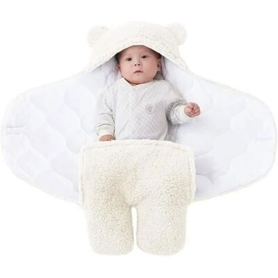 NOBRAND Couverture demmaillotage unisexe pour bébé avec capuche adaptée aux nouveau-nés - blanche - taille M (0-12 mois) Blanc - Publicité NOBRAND Couverture demmaillotage unisexe pour bébé avec capuche adaptée aux nouveau-nés - blanche - taille M (0-12 mois) Blanc - Publicité