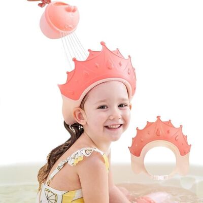 AVEKI Bonnet de douche réglable en silicone pour enfants de 0 à 9 ans protection des yeux et des oreilles adorable motif couronne Rose - Publicité AVEKI Bonnet de douche réglable en silicone pour enfants de 0 à 9 ans protection des yeux et des oreilles adorable motif couronne Rose - Publicité