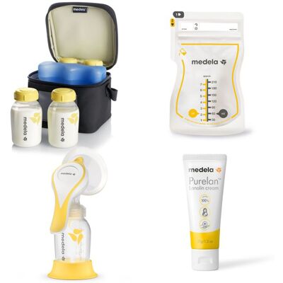 Medela Kit Allaitement Complet - Tire-lait Manuel Harmony Flex™ + Cooler Bag avec 4 Biberons + Sachets Conservation Easy Pour x50 + Crème - Publicité Medela Kit Allaitement Complet - Tire-lait Manuel Harmony Flex™ + Cooler Bag avec 4 Biberons + Sachets Conservation Easy Pour x50 + Crème - Publicité