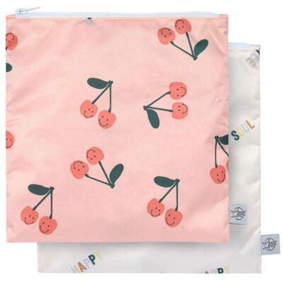 Lot de 2 pochettes à snack Happy Fruits Cerise - LASSIG - Publicité Lot de 2 pochettes à snack Happy Fruits Cerise - LASSIG - Publicité