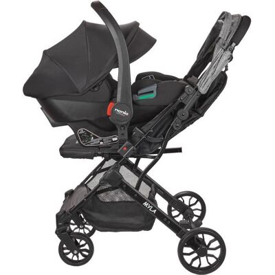 NANIA - Poussette combinée 2-en-1 avec siège auto Rimini - MYLA - 4 roues - Noir Noir - Publicité NANIA - Poussette combinée 2-en-1 avec siège auto Rimini - MYLA - 4 roues - Noir Noir - Publicité
