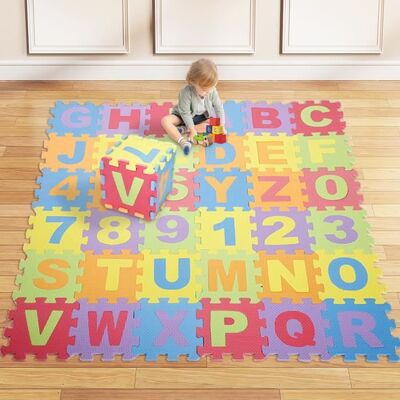 3-en-1 Puzzle Tapis Mousse Jouet Éducatif Tapis de Jeu pour Bébé - HOMEWELL - EVA Multicolore - Alphabets - Chiffres - Animaux. Publicité 3-en-1 Puzzle Tapis Mousse Jouet Éducatif Tapis de Jeu pour Bébé - HOMEWELL - EVA Multicolore - Alphabets - Chiffres - Animaux. Publicité