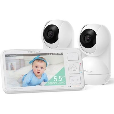 Momcozy Babyphone 2 Caméras 55 1080P Full HD Batterie 5800 mAh sans WLAN ni Carte SD Blanc - Publicité Momcozy Babyphone 2 Caméras 55 1080P Full HD Batterie 5800 mAh sans WLAN ni Carte SD Blanc - Publicité
