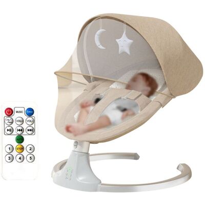 UVERBON Balançoire électrique pour bébé trois vitesses réglable minuterie intelligente télécommande Bluetooth Pliable marron Marron - Publicité UVERBON Balançoire électrique pour bébé trois vitesses réglable minuterie intelligente télécommande Bluetooth Pliable marron Marron - Publicité