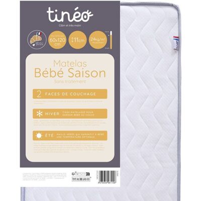 Matelas bébé saison - 60 x 120 cm - Ep. 11 cm - TINEO Blanc - Publicité Matelas bébé saison - 60 x 120 cm - Ep. 11 cm - TINEO Blanc - Publicité