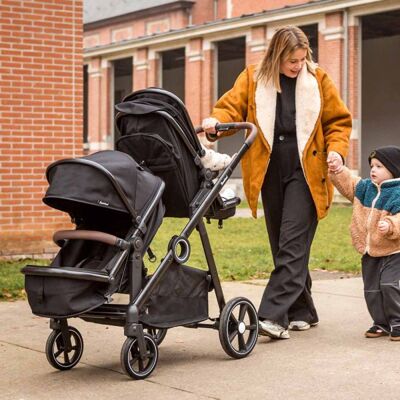 Baninni Luiz XL Poussette Double Noir - Solution Innovante avec Sièges Convertibles Extra Spacieux de la Naissance à 22 kg Noir - Publicité Baninni Luiz XL Poussette Double Noir - Solution Innovante avec Sièges Convertibles Extra Spacieux de la Naissance à 22 kg Noir - Publicité