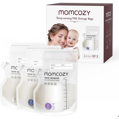 Momcozy Sachets de Congélation pour Lait Maternel 250 ml avec Indicateur de Température Autostables Pré-stérilisés 120 Unités Blanc - Publicité Momcozy Sachets de Congélation pour Lait Maternel 250 ml avec Indicateur de Température Autostables Pré-stérilisés 120 Unités Blanc - Publicité