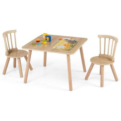COSTWAY Ensemble Table dActivité Enfants et 2 Chaises Dossiers Incurvés à Barreaux Sièges Ronds & Pieds en Bois Massif Naturel Marron - Publicité COSTWAY Ensemble Table dActivité Enfants et 2 Chaises Dossiers Incurvés à Barreaux Sièges Ronds & Pieds en Bois Massif Naturel Marron - Publicité