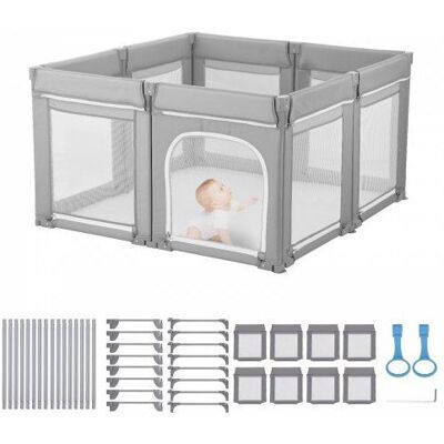 VEVOR Parc Bébé Modulable Pliable 120 x 120 cm Parc de Jeu Enfant Porte Zippée Maille Respirante Douce Barrière Jeu pour Gris - Publicité VEVOR Parc Bébé Modulable Pliable 120 x 120 cm Parc de Jeu Enfant Porte Zippée Maille Respirante Douce Barrière Jeu pour Gris - Publicité