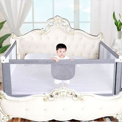 Barrière de lit bébé - HOMEWELL - Gris - Réglable - Maille respirante Gris - Publicité Barrière de lit bébé - HOMEWELL - Gris - Réglable - Maille respirante Gris - Publicité