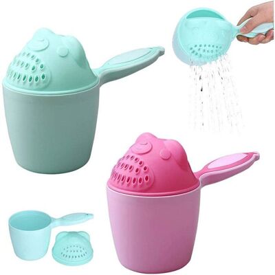VANGUARDIS Lot de deux gobelets à shampoing pour enfants gobelets de bain portables en polypropylène verts et roses - Publicité VANGUARDIS Lot de deux gobelets à shampoing pour enfants gobelets de bain portables en polypropylène verts et roses - Publicité