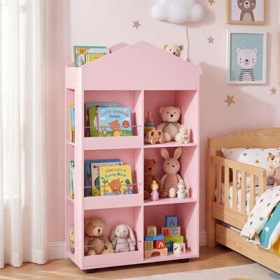 Bibliothèque Enfant Maison-COSTWAY-Rangement 3 NiveauxÉtagères à Livres Compartiments & Cubes117CMAnti-Basculement Rose - Publicité Bibliothèque Enfant Maison-COSTWAY-Rangement 3 NiveauxÉtagères à Livres Compartiments & Cubes117CMAnti-Basculement Rose - Publicité