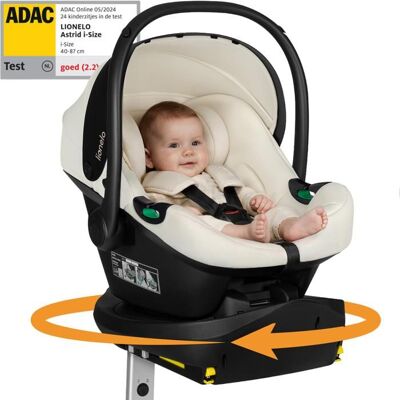 Siège auto avec base ISOFIX - LIONELO Astrid i-Size PLUS 180° - ADAC - Cosi bébé 40-87 cm - Beige Beige - Publicité Siège auto avec base ISOFIX - LIONELO Astrid i-Size PLUS 180° - ADAC - Cosi bébé 40-87 cm - Beige Beige - Publicité