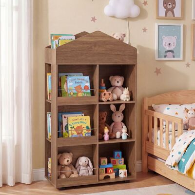 Bibliothèque Enfant Maison-COSTWAY-Rangement 3 Niveaux Étagères à Livres Compartiments & Cubes 117CM Anti-Basculement Naturel - Publicité Bibliothèque Enfant Maison-COSTWAY-Rangement 3 Niveaux Étagères à Livres Compartiments & Cubes 117CM Anti-Basculement Naturel - Publicité