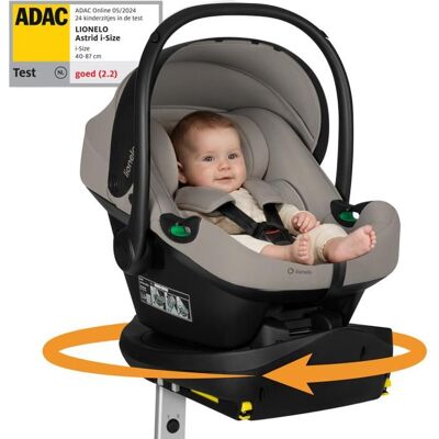 Siège auto avec base ISOFIX - LIONELO Astrid i-Size PLUS - ADAC - Cosi bébé 40-87 cm - Beige Taupe Beige - Publicité Siège auto avec base ISOFIX - LIONELO Astrid i-Size PLUS - ADAC - Cosi bébé 40-87 cm - Beige Taupe Beige - Publicité