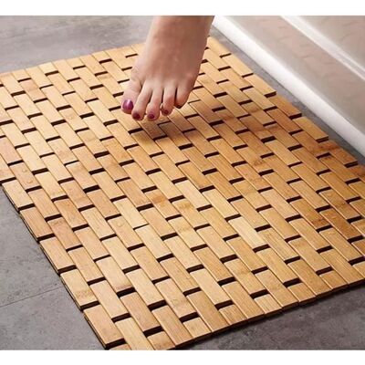 Tapis de bain en bois de bambou tapis antidérapant tapis de douche en bambou naturel Marron - Publicité Tapis de bain en bois de bambou tapis antidérapant tapis de douche en bambou naturel Marron - Publicité