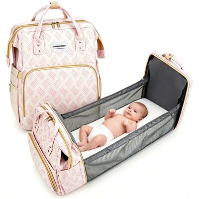 NOBRAND Sac pliable – Sac à langer + lit bébé 2 en 1 – 3 poches isothermes alu – Sec/humide – Accrochable poussette – Rose Rose - Publicité NOBRAND Sac pliable – Sac à langer + lit bébé 2 en 1 – 3 poches isothermes alu – Sec/humide – Accrochable poussette – Rose Rose - Publicité