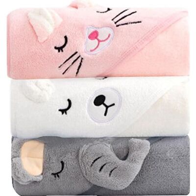 Serviette de bain bébé à capuche - Blanc - Douce et absorbante - Cadeau naissance Blanc - Publicité Serviette de bain bébé à capuche - Blanc - Douce et absorbante - Cadeau naissance Blanc - Publicité