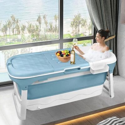 HOMEWELL YIYI. BAIGNOIRE PLIABLE POUR ADULTES AVEC COUVERCLE AMOVIBLE - FONCTION VAPEUR ET BAIN - 118 X 62 X 53 CM - BLEU ET BLANC. Bleu - Publicité HOMEWELL YIYI. BAIGNOIRE PLIABLE POUR ADULTES AVEC COUVERCLE AMOVIBLE - FONCTION VAPEUR ET BAIN - 118 X 62 X 53 CM - BLEU ET BLANC. Bleu - Publicité