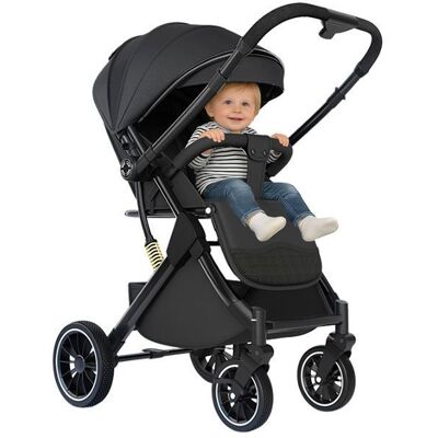 UVERBON Poussette multifonctionnelle pour bébé avec pare-soleil suspension à quatre roues adaptée aux bébés de 0 à 4 ans - Noire Noir - Publicité UVERBON Poussette multifonctionnelle pour bébé avec pare-soleil suspension à quatre roues adaptée aux bébés de 0 à 4 ans - Noire Noir - Publicité