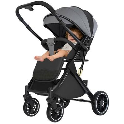 UVERBON Poussette pour bébé réglable en deux positions adaptée aux enfants de 0 à 4 ans capacité de charge 30 kg - grise. Gris - Publicité UVERBON Poussette pour bébé réglable en deux positions adaptée aux enfants de 0 à 4 ans capacité de charge 30 kg - grise. Gris - Publicité