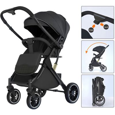 UVERBON Poussette bébé pliable pour faciliter laccès poignée réversible réglable à 175° convient aux enfants de 0 à 4 ans. Noir - Publicité UVERBON Poussette bébé pliable pour faciliter laccès poignée réversible réglable à 175° convient aux enfants de 0 à 4 ans. Noir - Publicité
