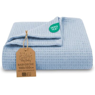 TOTSY BABY Couverture bébé coton gaufré 100x150 cm – Plaid nid d’abeille respirant couverture légère pour nouveau-né Bleu ciel Bleu - Publicité TOTSY BABY Couverture bébé coton gaufré 100x150 cm – Plaid nid d’abeille respirant couverture légère pour nouveau-né Bleu ciel Bleu - Publicité