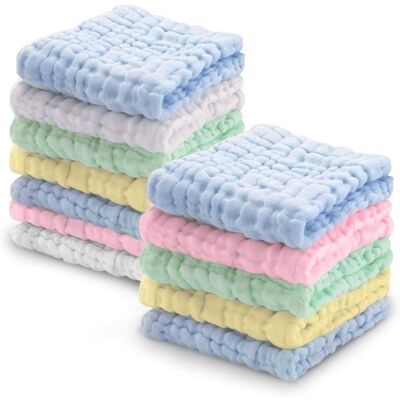 ANNEFLY Langes en mousseline pour bébé lot de 12 pour la peau sensible du bébé serviette de bain en coton à 6 couches lingettes douces Blanc - Publicité ANNEFLY Langes en mousseline pour bébé lot de 12 pour la peau sensible du bébé serviette de bain en coton à 6 couches lingettes douces Blanc - Publicité