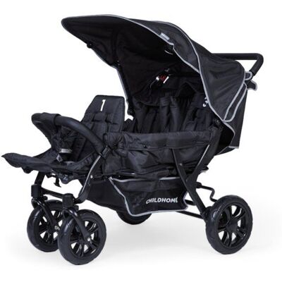 Childhome Triplette poussette capacité 3 enfants + housse de pluie + pare-soleil Noir Noir - Publicité Childhome Triplette poussette capacité 3 enfants + housse de pluie + pare-soleil Noir Noir - Publicité