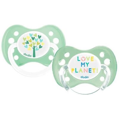 Dodie Sucette Anatomique +0m Love My Planet Lot de 2 Vert - Publicité Dodie Sucette Anatomique +0m Love My Planet Lot de 2 Vert - Publicité