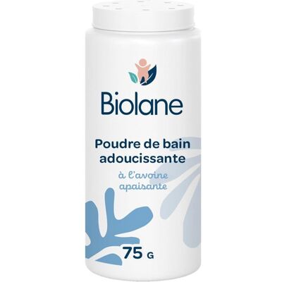 Poudre de bain - BIOLANE - Bain bébé - Protège et apaise - 100% dorigine naturelle - 75 g - Publicité Poudre de bain - BIOLANE - Bain bébé - Protège et apaise - 100% dorigine naturelle - 75 g - Publicité