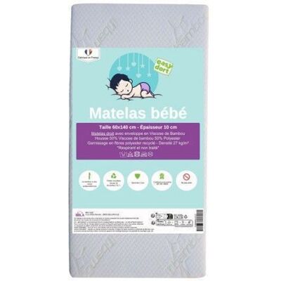EASY DORT Matelas 60x140 cm berceau bébé ou lit bébé Blanc - Publicité EASY DORT Matelas 60x140 cm berceau bébé ou lit bébé Blanc - Publicité